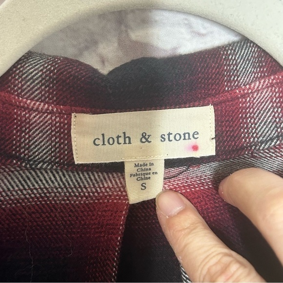 Cloth & Stone Red Plaid Button Down Long Sleeve Shirt - Picture 9 of 13